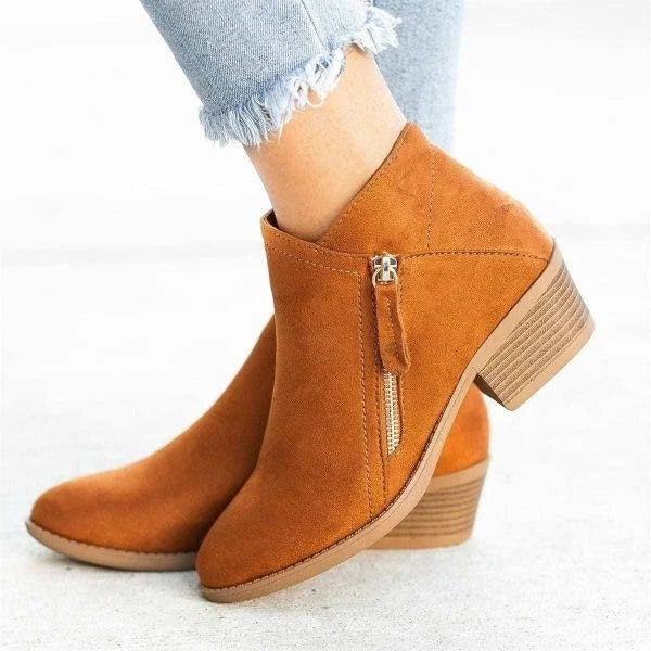 Calivre | Women's Side Zip Block Heel Ankle Boots Fall Winter