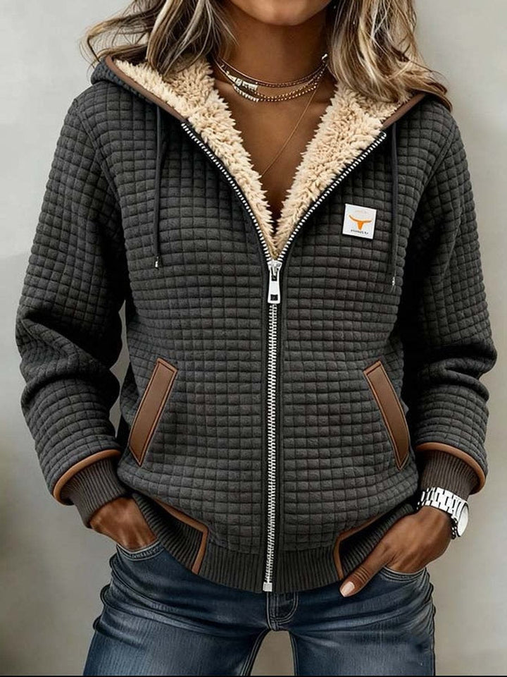 Penelope | Sherpa-Lined Quilted Zip-Up Hooded Jacket