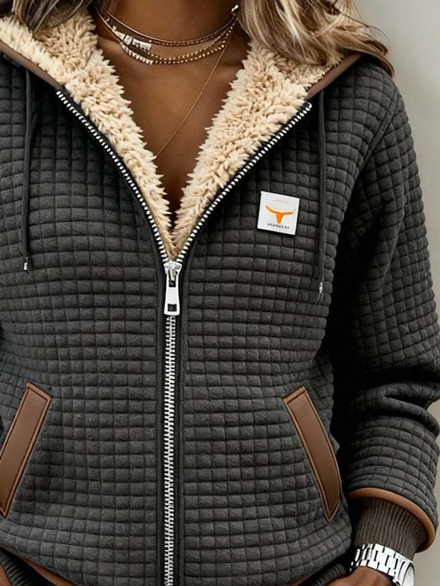 Penelope | Sherpa-Lined Quilted Zip-Up Hooded Jacket
