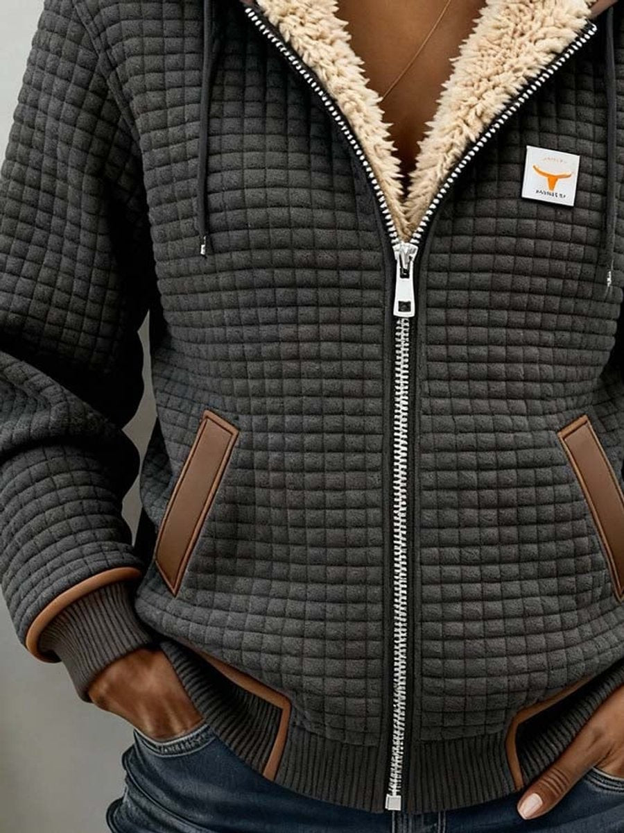 Penelope | Sherpa-Lined Quilted Zip-Up Hooded Jacket